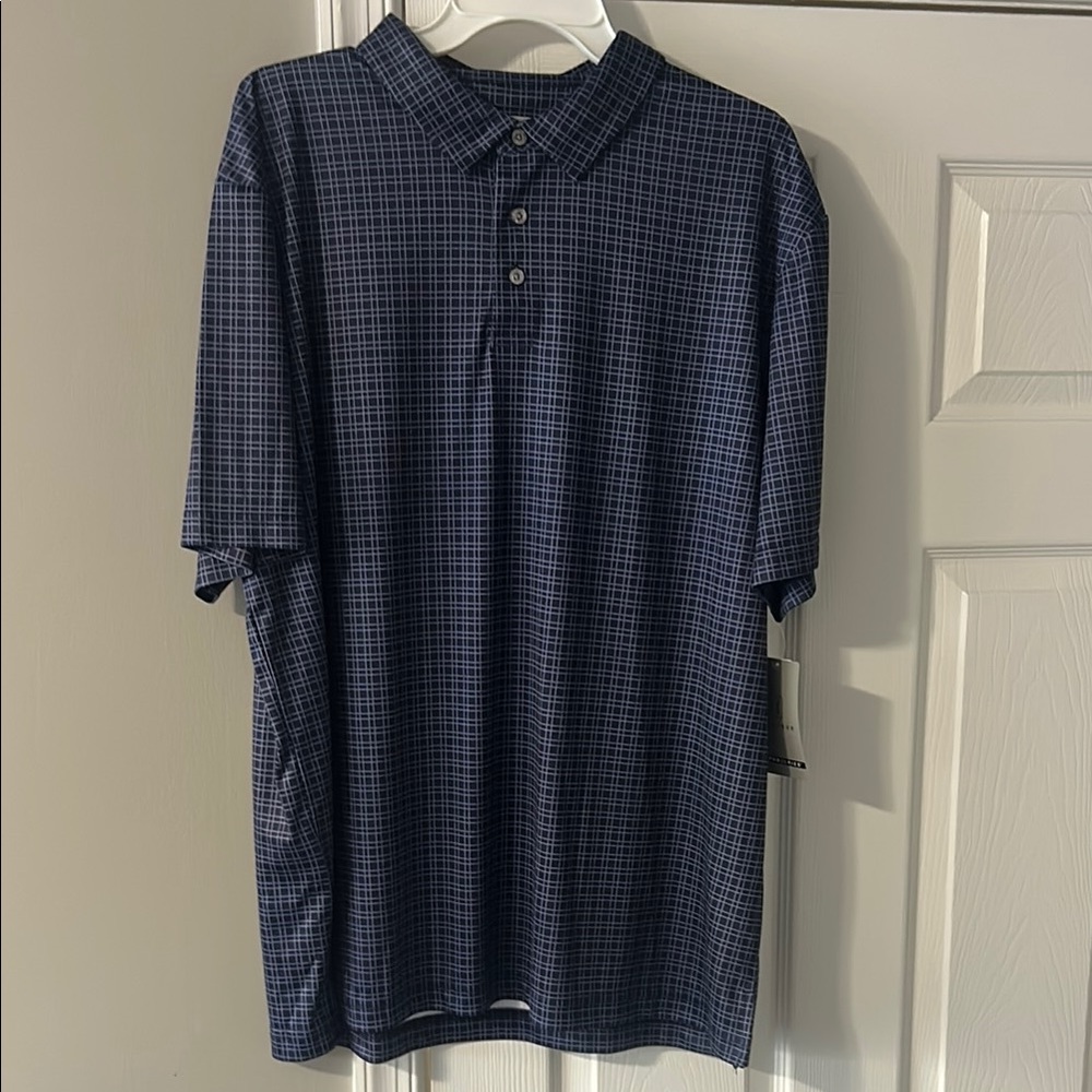 Men's Blue Checkered Polo Shirt